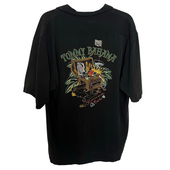 Tommy Bahama Other - Tommy Bahama Silk Paradise Plunder Black Camp Shirt Pirate Embroidered Coastal